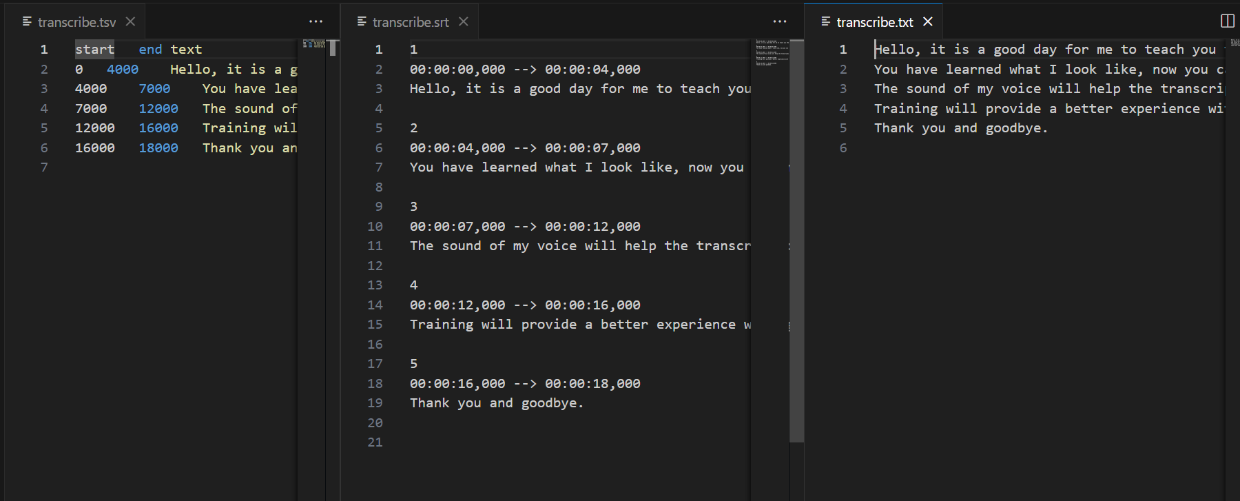 output files